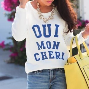 J.Crew “Oui Mon Cheri” French Terry Sweatshirt L